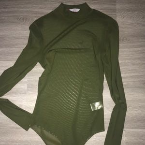 Olive sheer bodysuit from akira size small